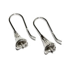 925 Sterling Silver Pearl Small Ear Wire Mounting, Jewelry making, Earring components, Base earrings, blank earrings - 1 pair (2 pieces)