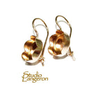 14K Yellow gold filled blank earrings with flower bezel cup 10 mm, Jewelry making, Setting, bezel cup, base earrings - 1 pair (2 piece)