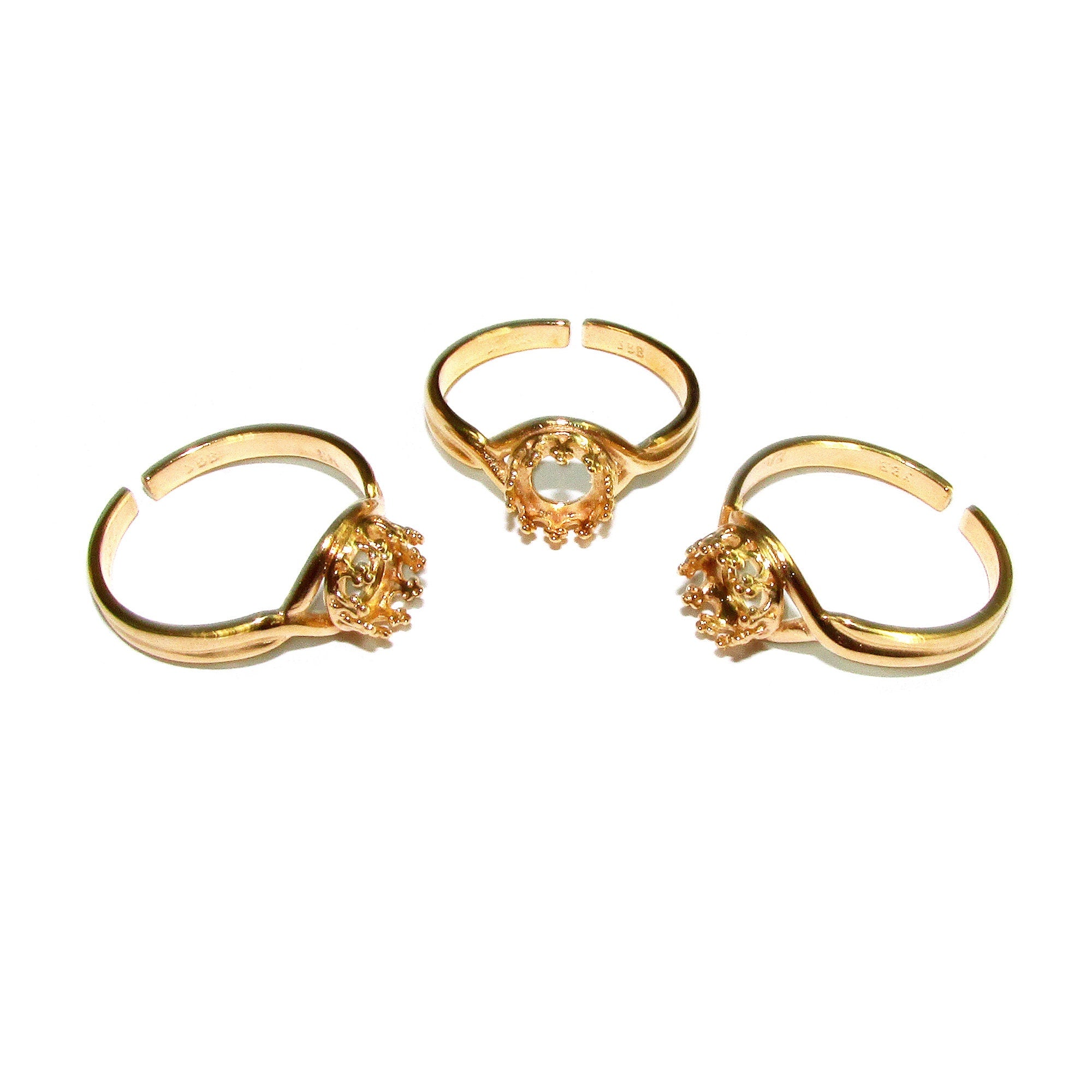 14K Yellow gold filled open blank ring with round bezel cup 6 mm, base ring, Setting, bezel cup, jewelry making, Ring mounting - 1 piece