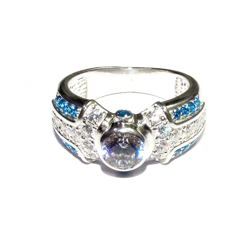 Blue and white topaz ring 925 sterling silver size 7, Handmade ring, single copy, sterling silver, Blue topaz ring, silver ring, gemstone
