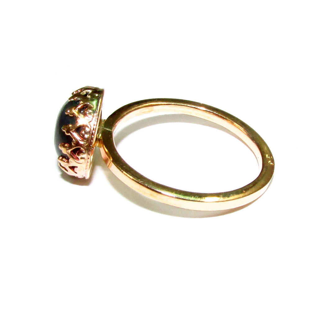 14K Yellow gold filled handmade ring size 5 1/2 with welo opal 8 mm, 14K Yellow gold filled ring, single copy, handmade ring  - 1 piece