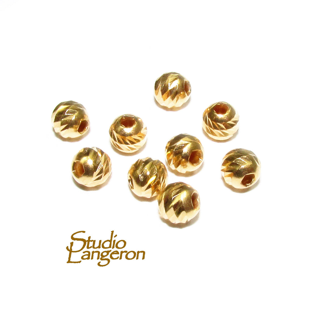 5 pcs 14K Yellow Gold filled Diamond cut Beads 4 mm, Diamond cut beads, Spacer Beads, Diamond cut, Gold filled beads, Jewelry making