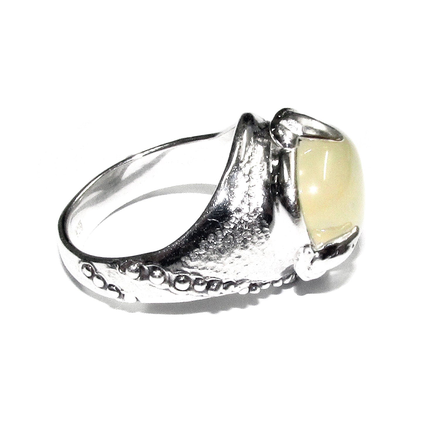 Statement Natural white opal ring 925 sterling silver size 6 1/2, Handmade ring, single copy, White opal, silver ring, gemstone