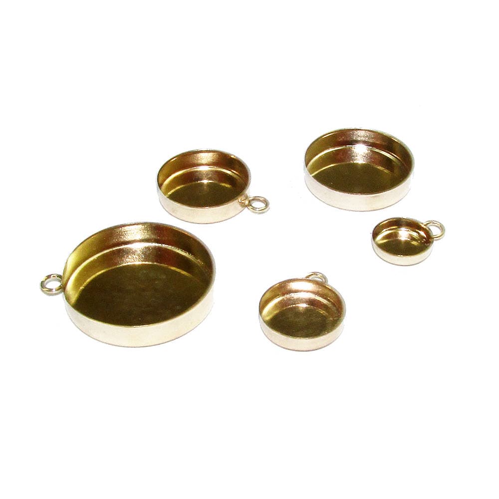 14K Yellow gold filled Round Bezel Cup with closed loop size 5.0 - 30.0 mm, Bezel cup, 14/20 Gold Filled, Jewelry making, Setting - 1 piece