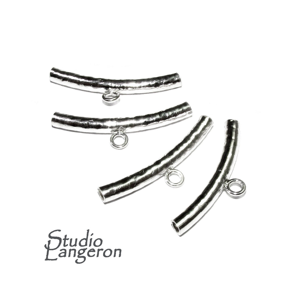 925 Sterling silver Hammered Tube Pendant Bail with Ring size 3.0x25 mm, tube pendant, tube silver, Jewelry making, tube bracelet - 1 piece