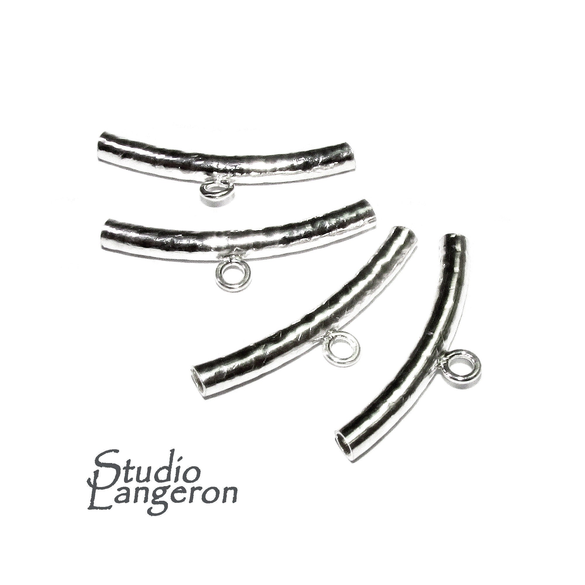 925 Sterling silver Hammered Tube Pendant Bail with Ring size 3.0x25 mm, tube pendant, tube silver, Jewelry making, tube bracelet - 1 piece