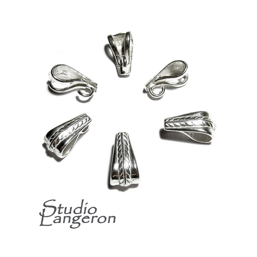 925 Sterling silver Design Pendant Bail, Bail with hook, bail with look, sterling silver Bail, Jewelry making, Bail finding - 1 piece
