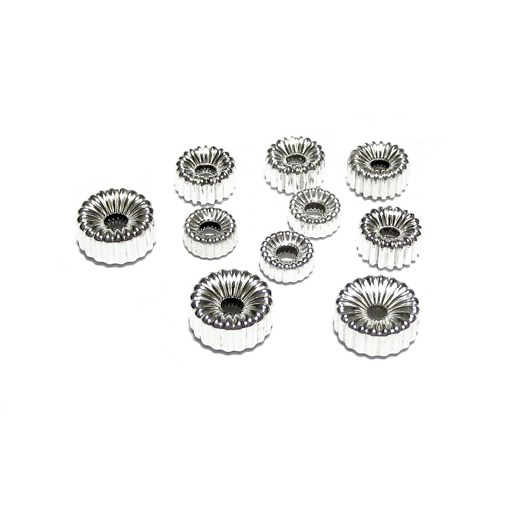 925 Sterling Silver Corrugate Roundel beads size 3, 4, 5, 6, 7 mm, Jewelry making, Corrugate Roundel Beads, Silver beads - 1 piece