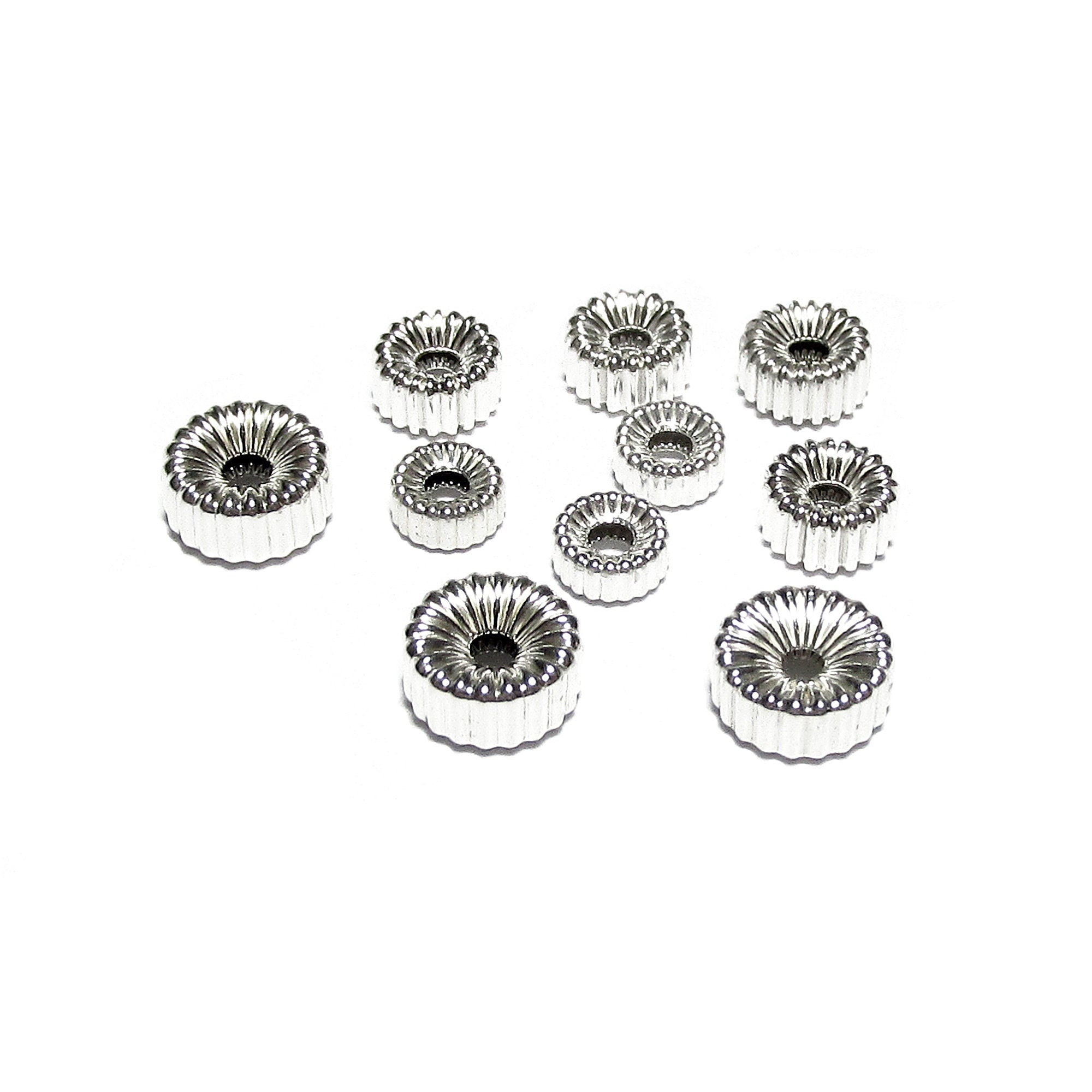 925 Sterling Silver Corrugate Roundel beads size 3, 4, 5, 6, 7 mm, Jewelry making, Corrugate Roundel Beads, Silver beads - 1 piece