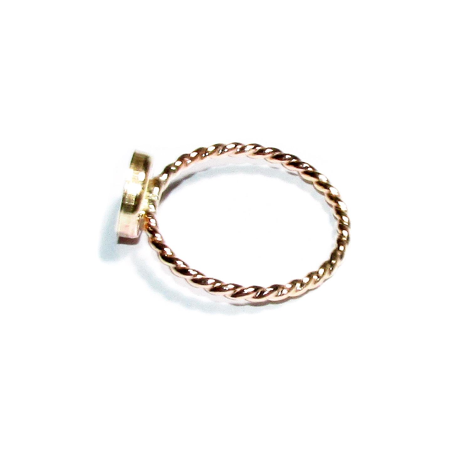 14K Yellow gold filled twisted blank ring with bezel cup 8mm size 4 - 11, Jewelry making, Mounting ring, bezel cup, setting - 1 piece