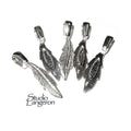 925 Sterling silver large Glue-On Feather Pendant Bail, sterling silver Bail, Jewelry making, Bail finding, Glue-On Bail - 1 piece