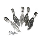 925 Sterling silver large Glue-On Feather Pendant Bail, sterling silver Bail, Jewelry making, Bail finding, Glue-On Bail - 1 piece