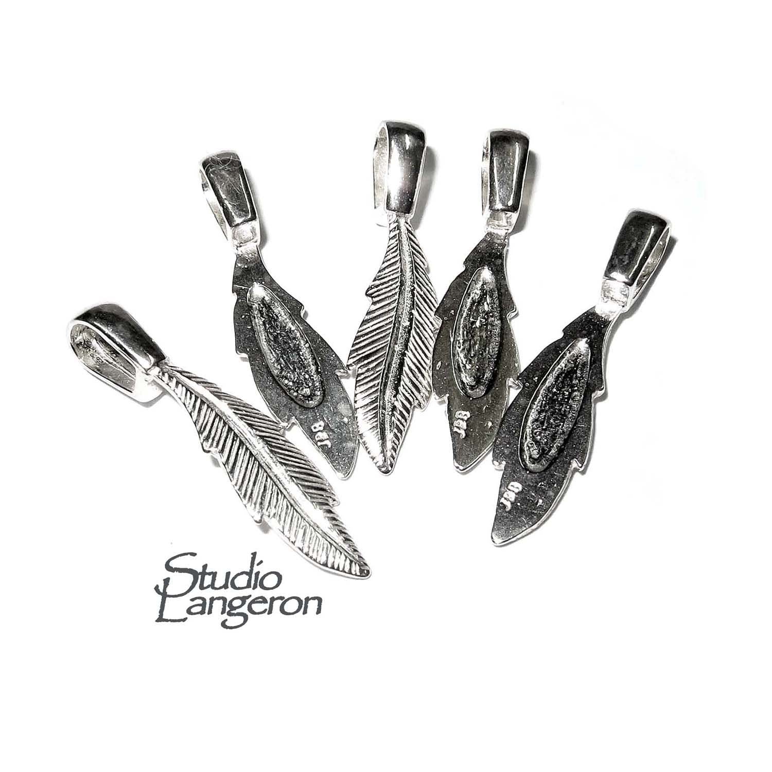 925 Sterling silver large Glue-On Feather Pendant Bail, sterling silver Bail, Jewelry making, Bail finding, Glue-On Bail - 1 piece