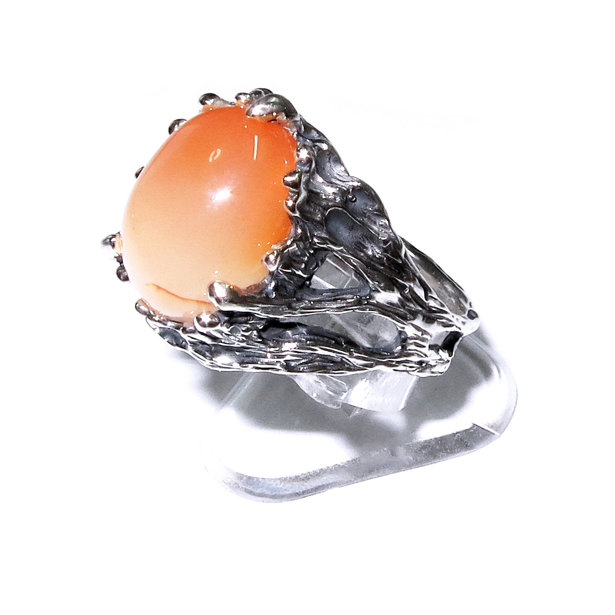 Statement Natural opal ring 925 sterling silver size 8, Handmade ring, single copy, sterling silver, Orange opal, silver ring, gemstone