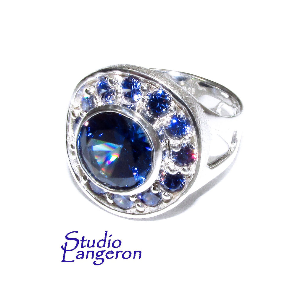 Statement Blue topaz ring 925 sterling silver size 8 1/2, handmade ring, single copy, silver ring, Blue topaz, gemstone, Blue ring