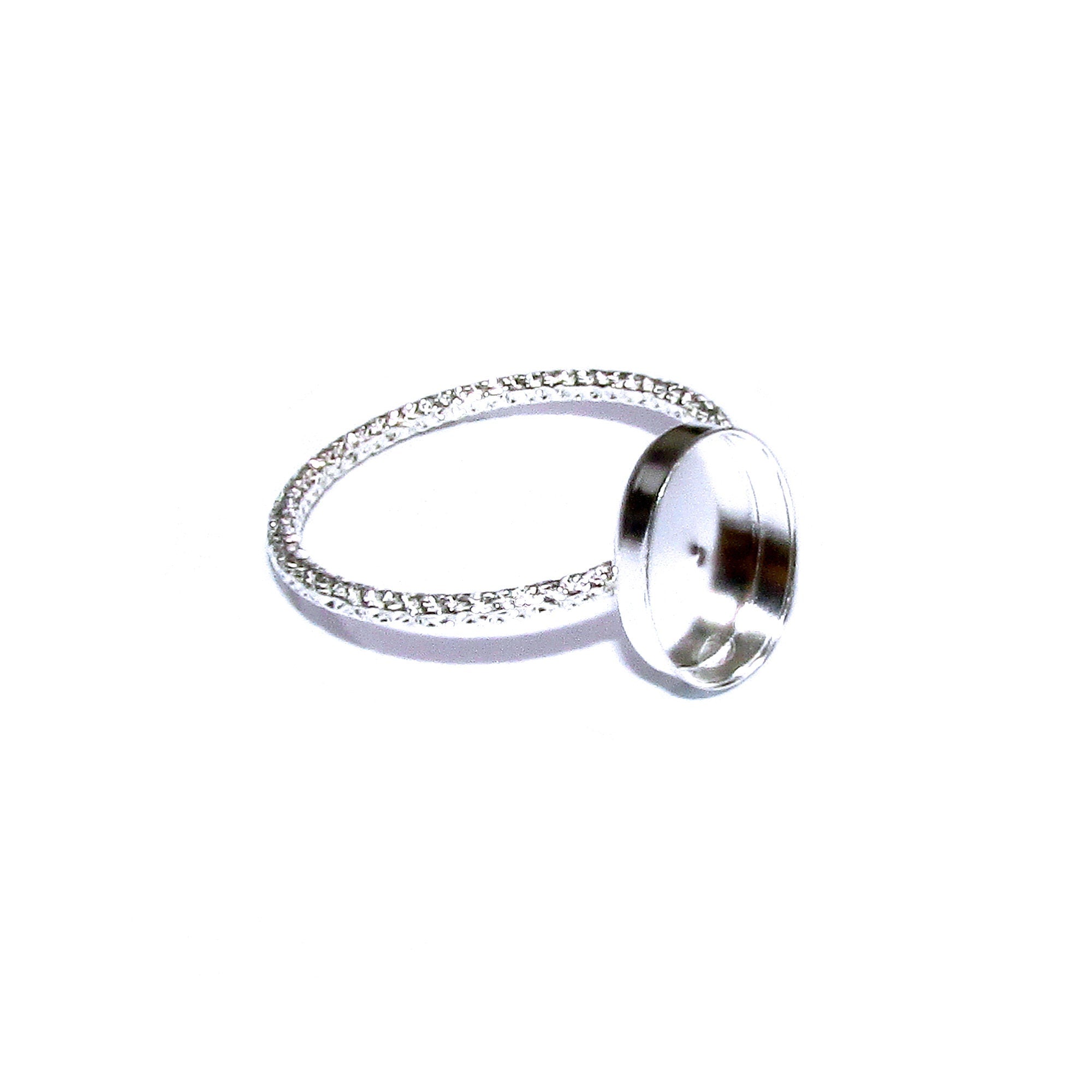 925 Sterling silver decorative blank ring with bezel cup 8x10mm size 4 - 11, Jewelry making, bezel cup, base ring, Setting - 1 piece