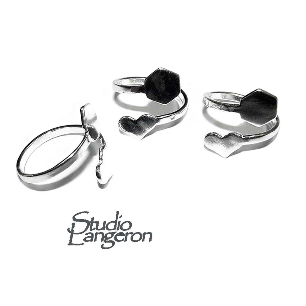 925 sterling silver open blank ring with a platforms for gluing, silver ring, base ring, Setting, jewelry making, open ring - 1 piece