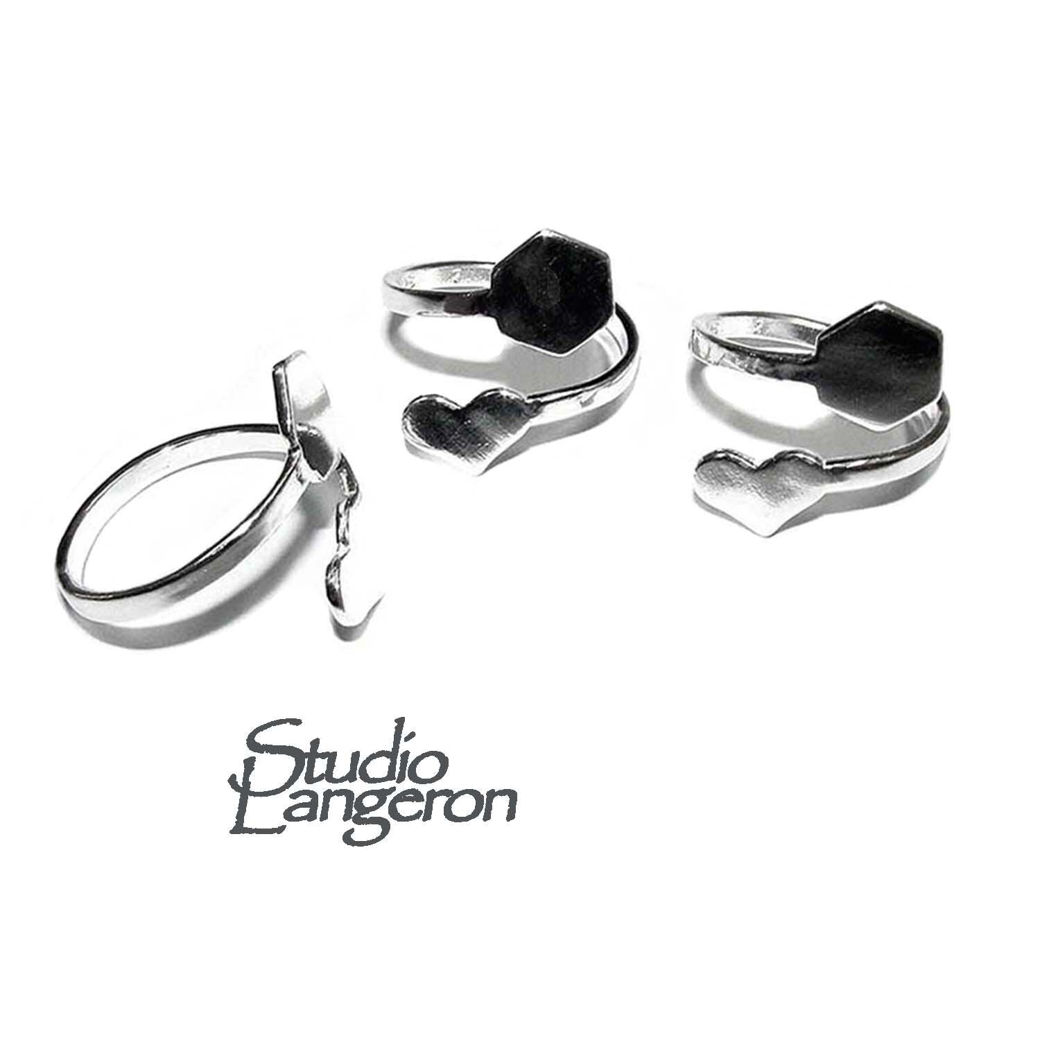 925 sterling silver open blank ring with a platforms for gluing, silver ring, base ring, Setting, jewelry making, open ring - 1 piece