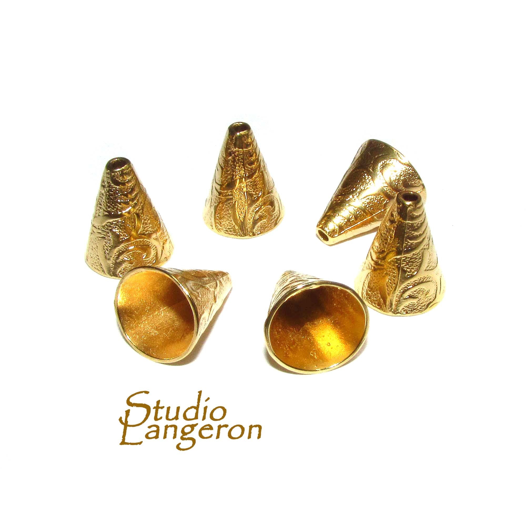14K Gold Filled Large Bead Cones, Beading, Bead cone, Cones Gold filled, Jewelry making, End caps, Gold filled cone - 1 pair (2 pieces)