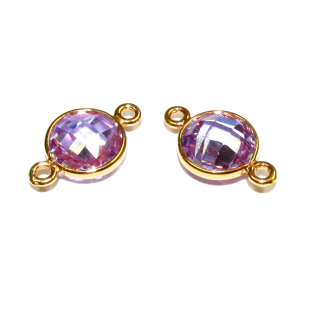 14K Gold Filled Checkerboard Lavender Round Link Connector size 15x9 mm, Lavender gold filled link, Link connector, Jewelry making - 1 piece
