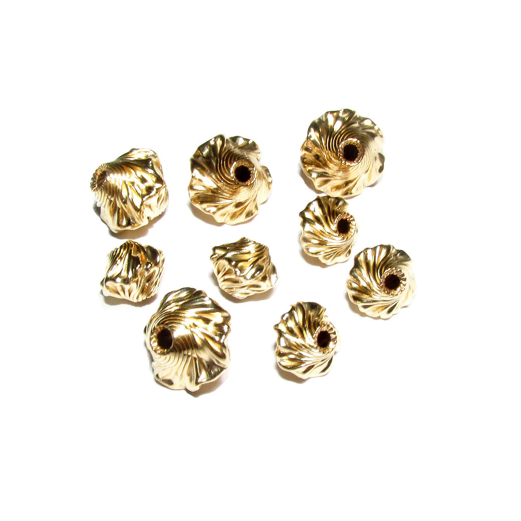 14K yellow gold filled decorative swirl beads size 8, 10mm, Gold filled beads, Jewelry making, Swirl beads, 14K Yellow Gold Filled - 1 piece