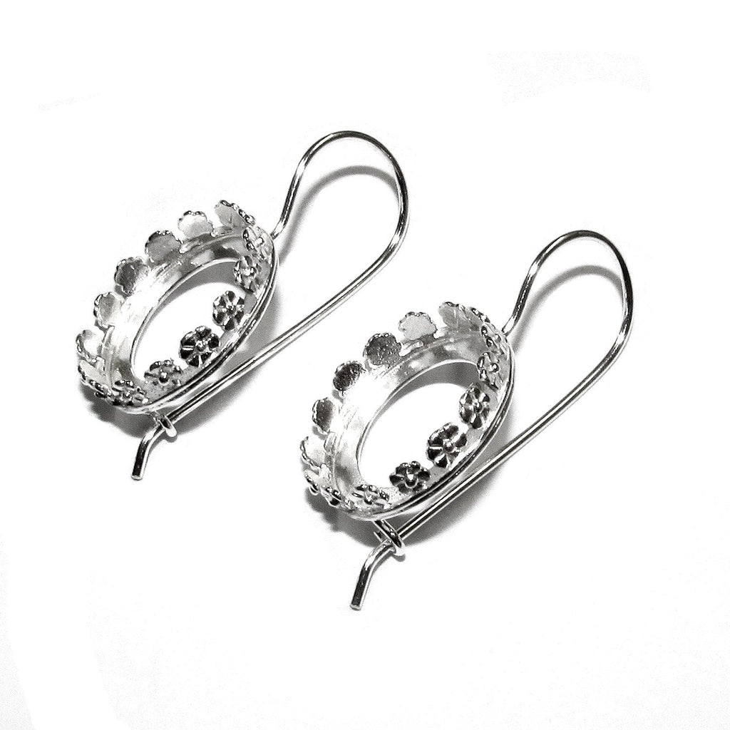 16 mm 925 sterling silver blank earrings with bezel cup, Jewelry making, Setting, bezel cup, base earrings, 925 silver - 1 pair (2 pieces)