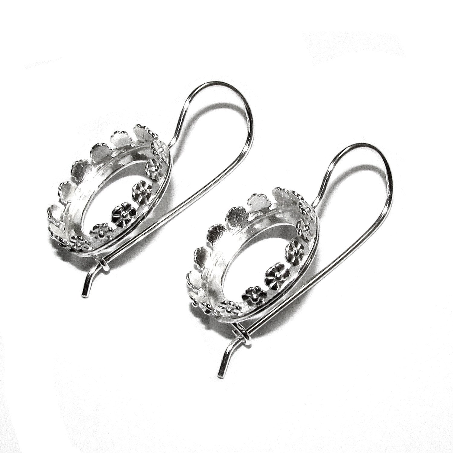 16 mm 925 sterling silver blank earrings with bezel cup, Jewelry making, Setting, bezel cup, base earrings, 925 silver - 1 pair (2 pieces)