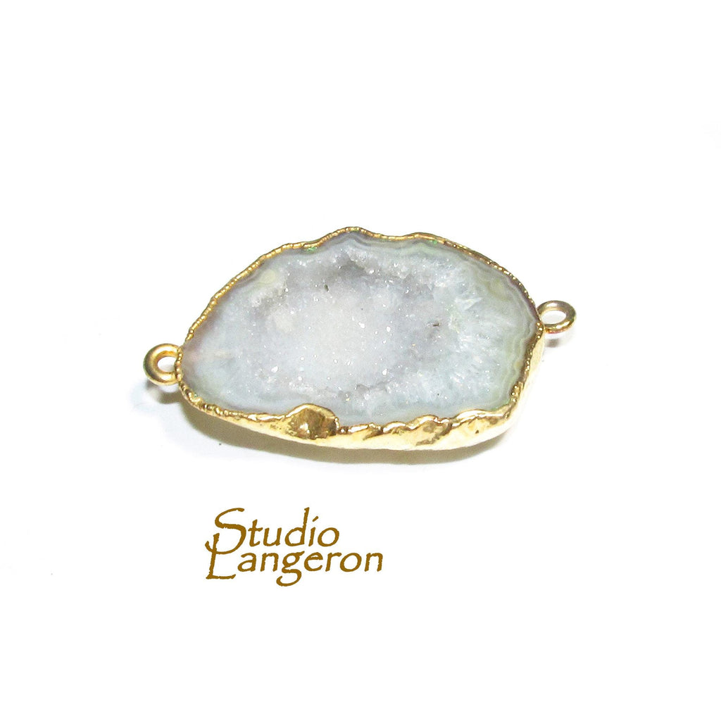SALE!  Agate druse connector size 27x22mm, Natural agate, Natural Gemstone, Jewelry making - 1 piece