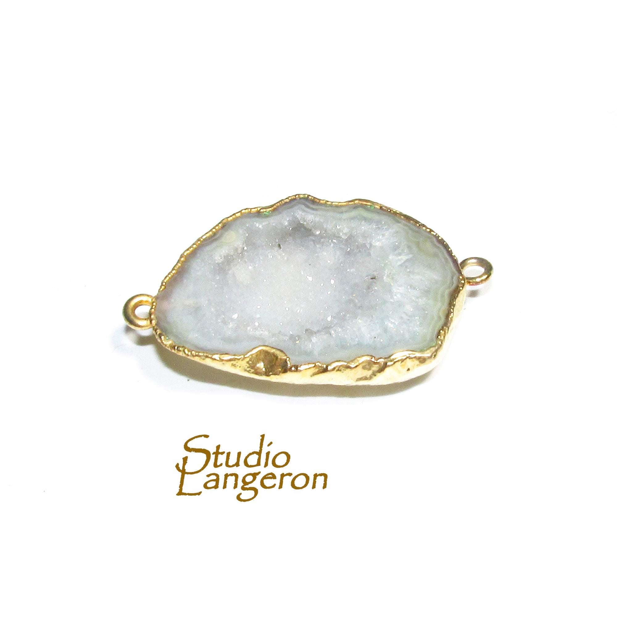SALE!  Agate druse connector size 27x22mm, Natural agate, Natural Gemstone, Jewelry making - 1 piece