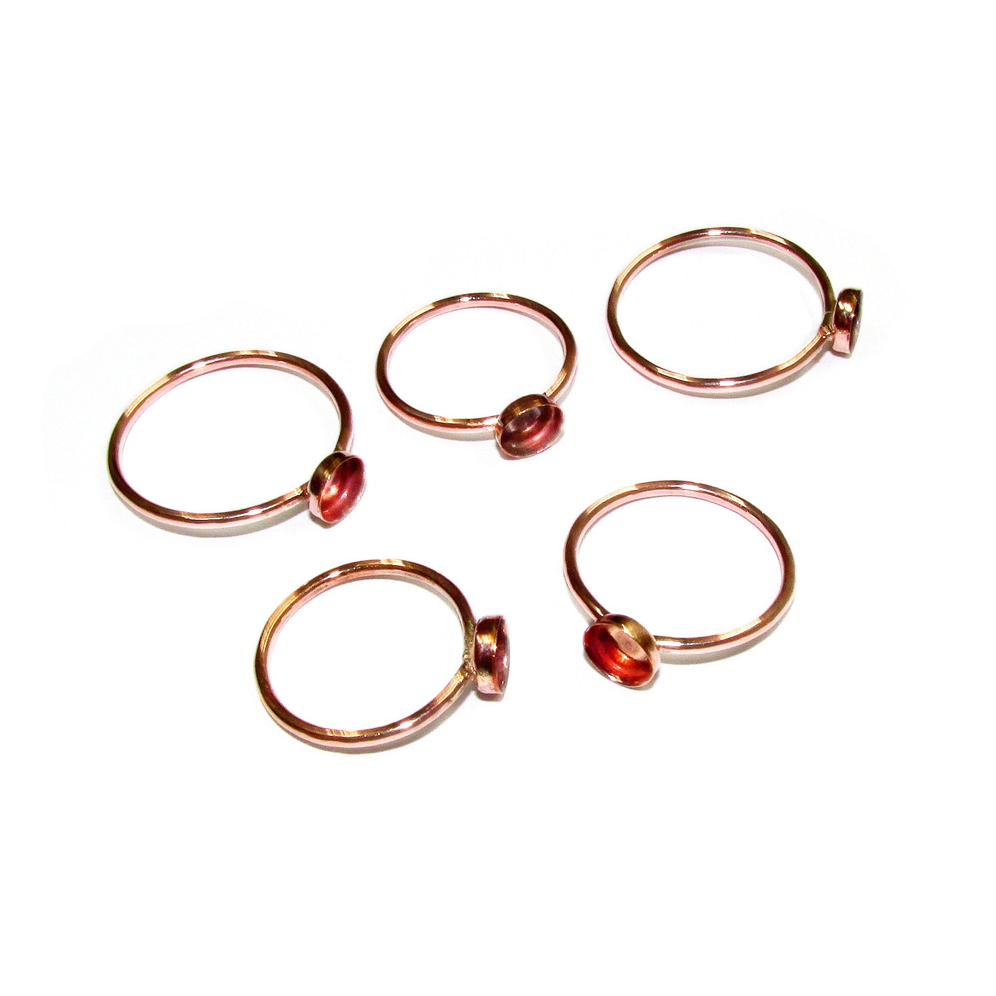 14K Rose gold filled blank ring with bezel cup 4 mm size 4 - 11, Base ring, Rose Gold filled ring, setting, jewelry making - 1 piece