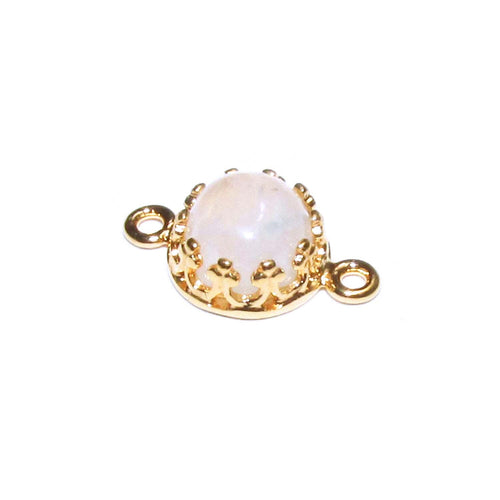 14K Gold Filled natural moonstone round Link Connector size 14x7 mm, moonstone gold filled link, Jewelry making, Connector - 1 piece