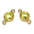 14K Gold Filled Checkerboard Lemon quartz Round Connector size 12x7 mm, Lemon quartz, Jewelry making, Link connector, Connector - 1 piece