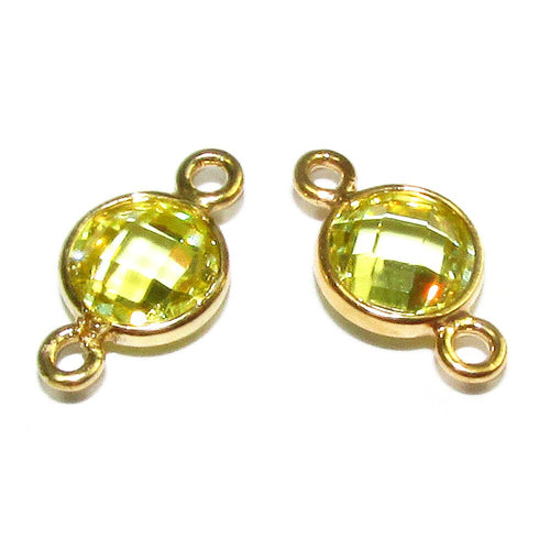 14K Gold Filled Checkerboard Lemon quartz Round Connector size 12x7 mm, Lemon quartz, Jewelry making, Link connector, Connector - 1 piece