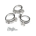 925 sterling silver open blank ring with two bezel cups 6 mm, bezel cup, silver ring, base ring, Jewelry making, Setting, Ring - 1 piece