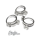 925 sterling silver open blank ring with two bezel cups 6 mm, bezel cup, silver ring, base ring, Jewelry making, Setting, Ring - 1 piece