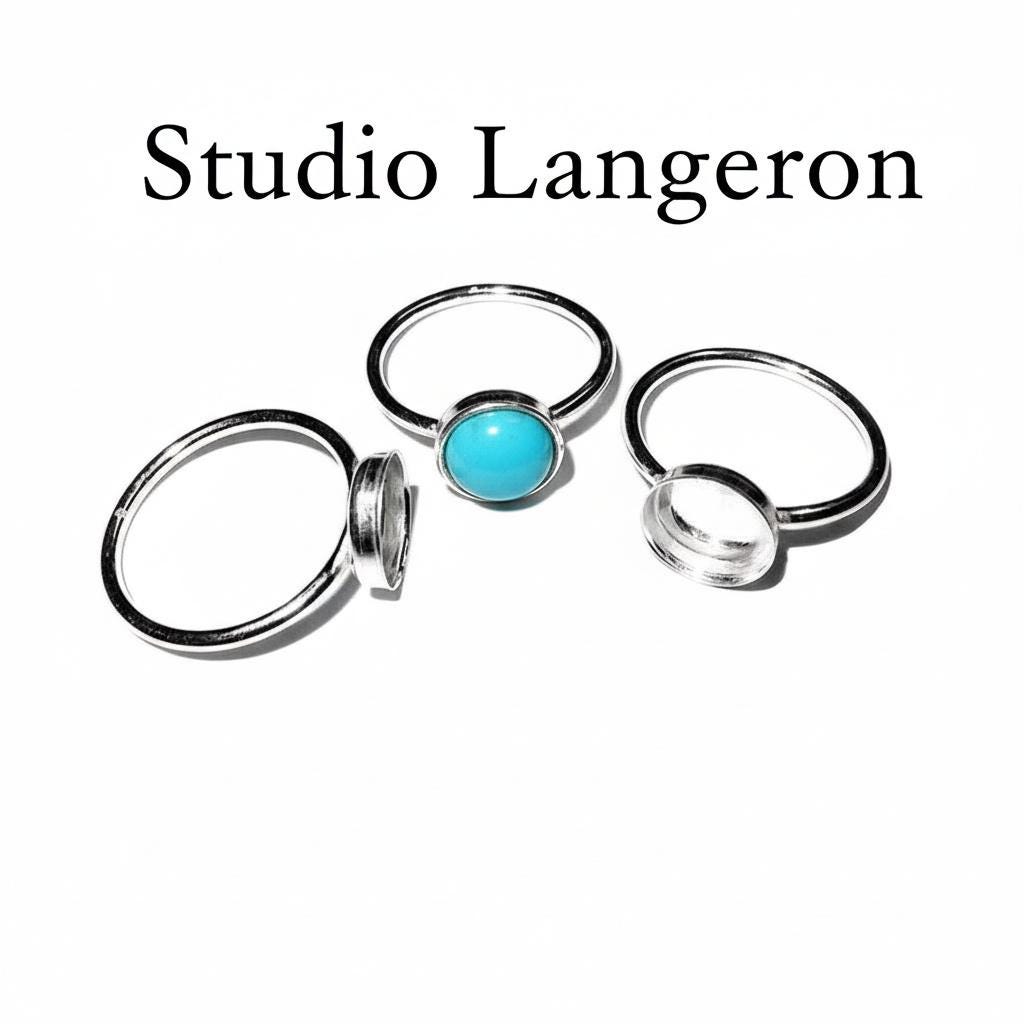925 sterling silver blank ring with bezel cup 8mm size 4, 5, 6, 7, 8, 9, 10, 11, silver ring, bezel cup, base ring, Jewelry making - 1 piece