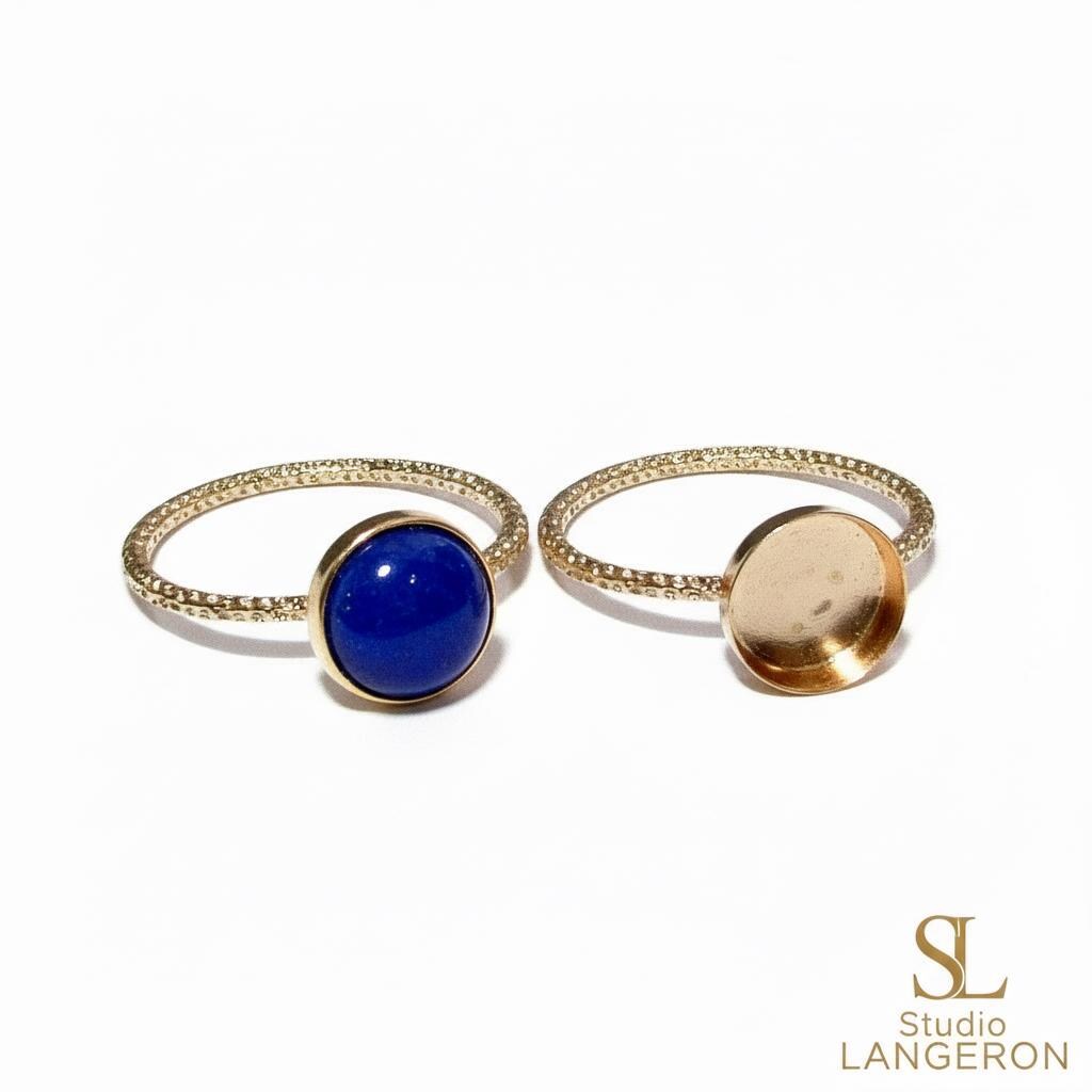 14K Yellow gold filled decorative blank ring with bezel cup 8mm size 4 - 11, Base ring, Bezel cup, Setting, Jewelry making - 1 piece