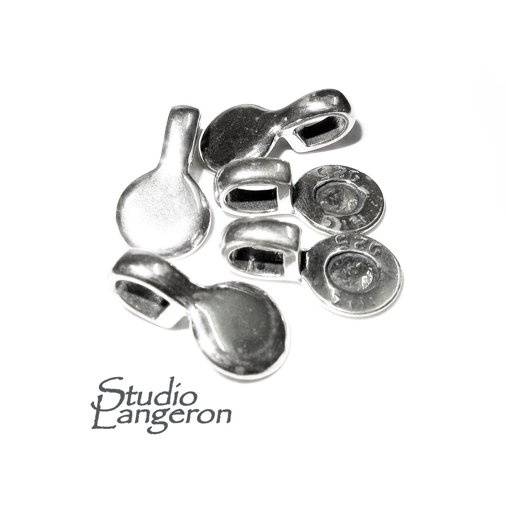 925 Sterling silver small round Glue-on Flat Pad Pendant Bails, Silver Bail, Jewelry making, Bail findings, Bail silver - 1 piece