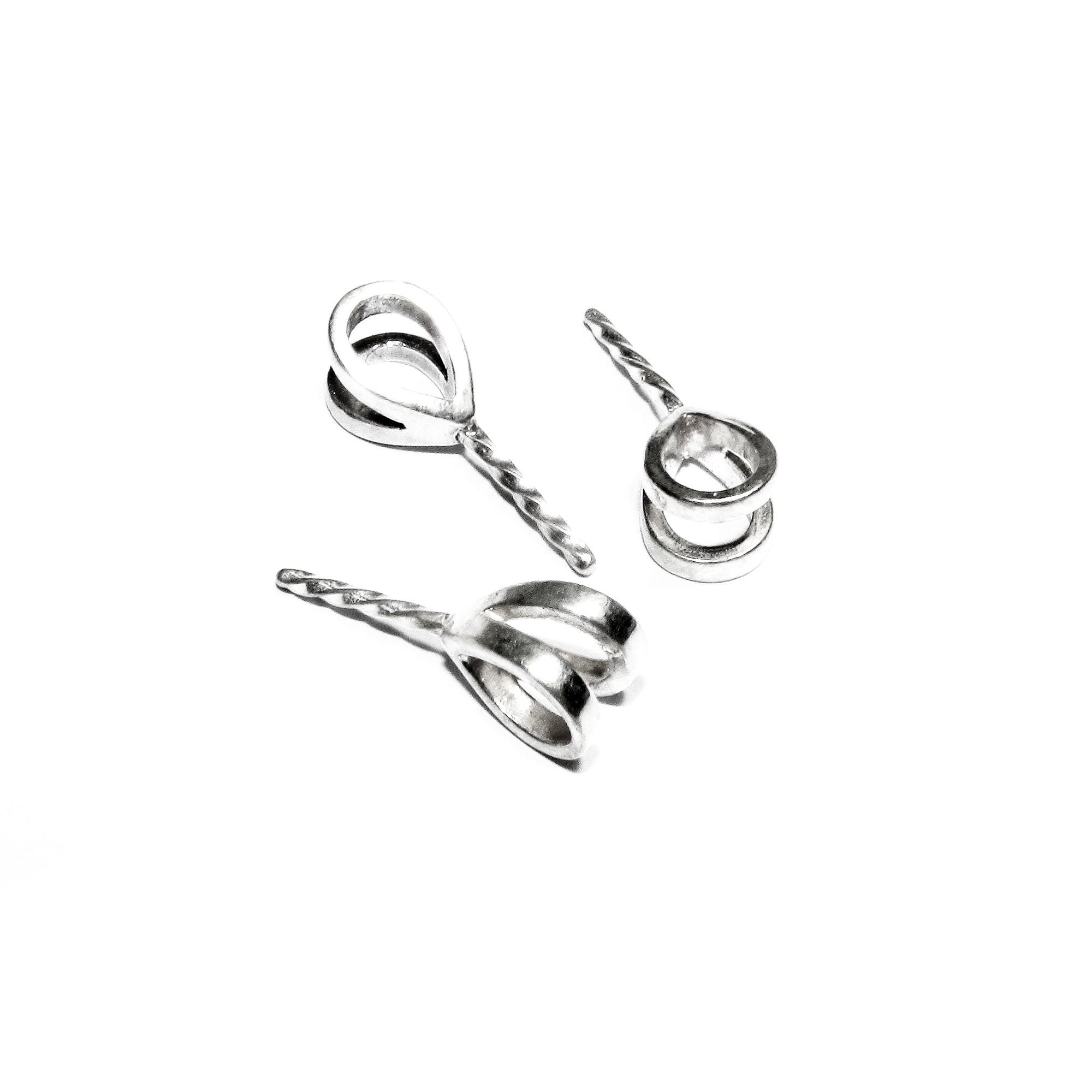 925 sterling silver large Eye Pearl Component Mounting size 16.3x5.7mm, bail silver, Jewelry making - 1 piece