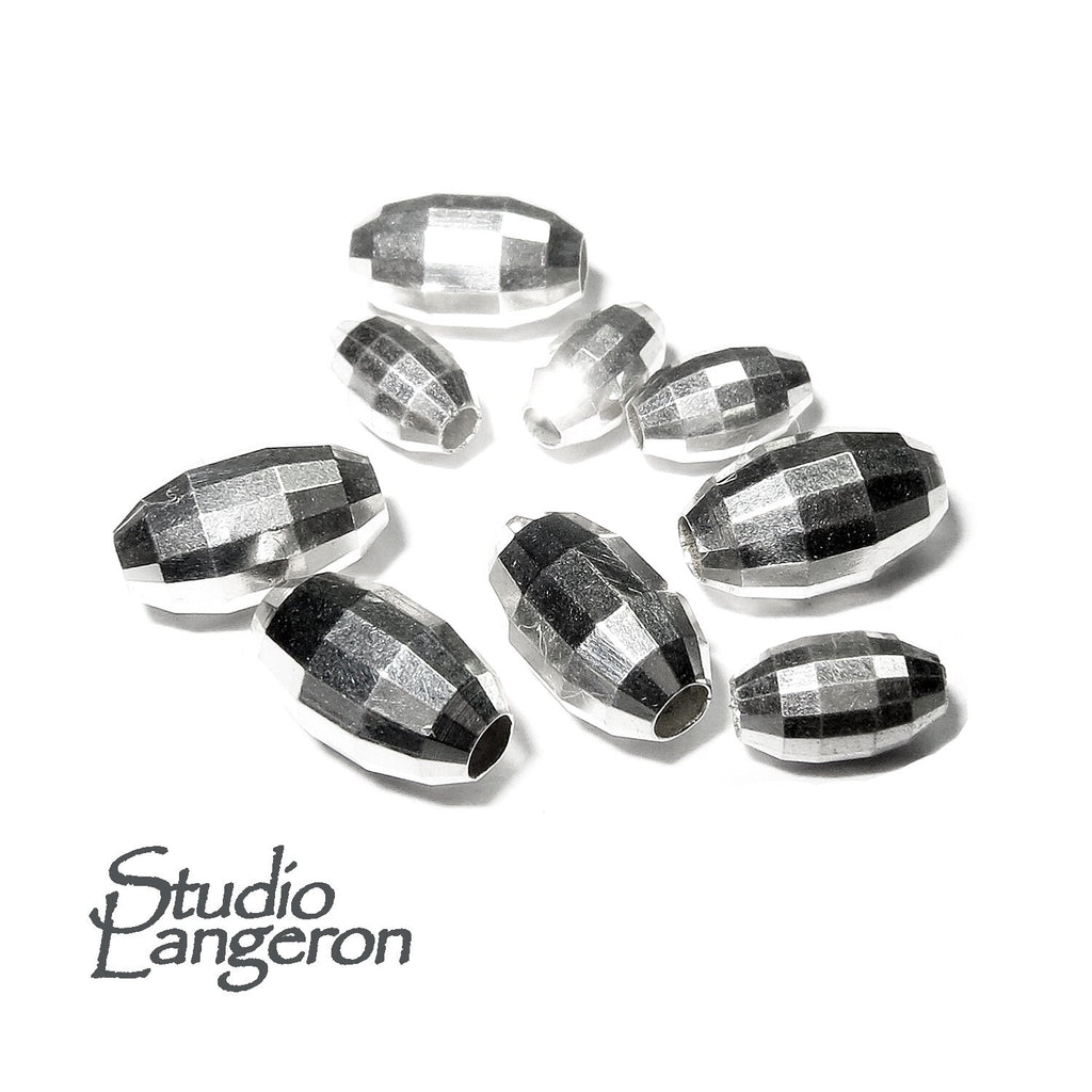 925 Sterling Silver Disco cut shiny oval Beads Size 3x5, 4x6 mm, Jewelry making, Disco oval Spacer Beads, Silver oval beads - 1 piece