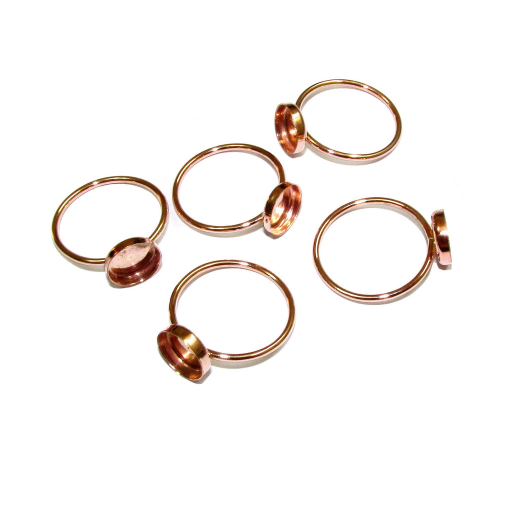 14K Rose gold filled blank ring with bezel cup 8 mm size 4, 5, 6, 7, 8, Base ring, Gold filled ring, Jewelry making, Setting, Ring - 1 piece