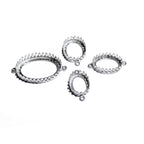 925 Sterling Silver Oval Bezel Cups with 2 closed rings, sizes 6x8-18x25mm, Setting, Jewelry making, Bracelet, Connector - 1 piece