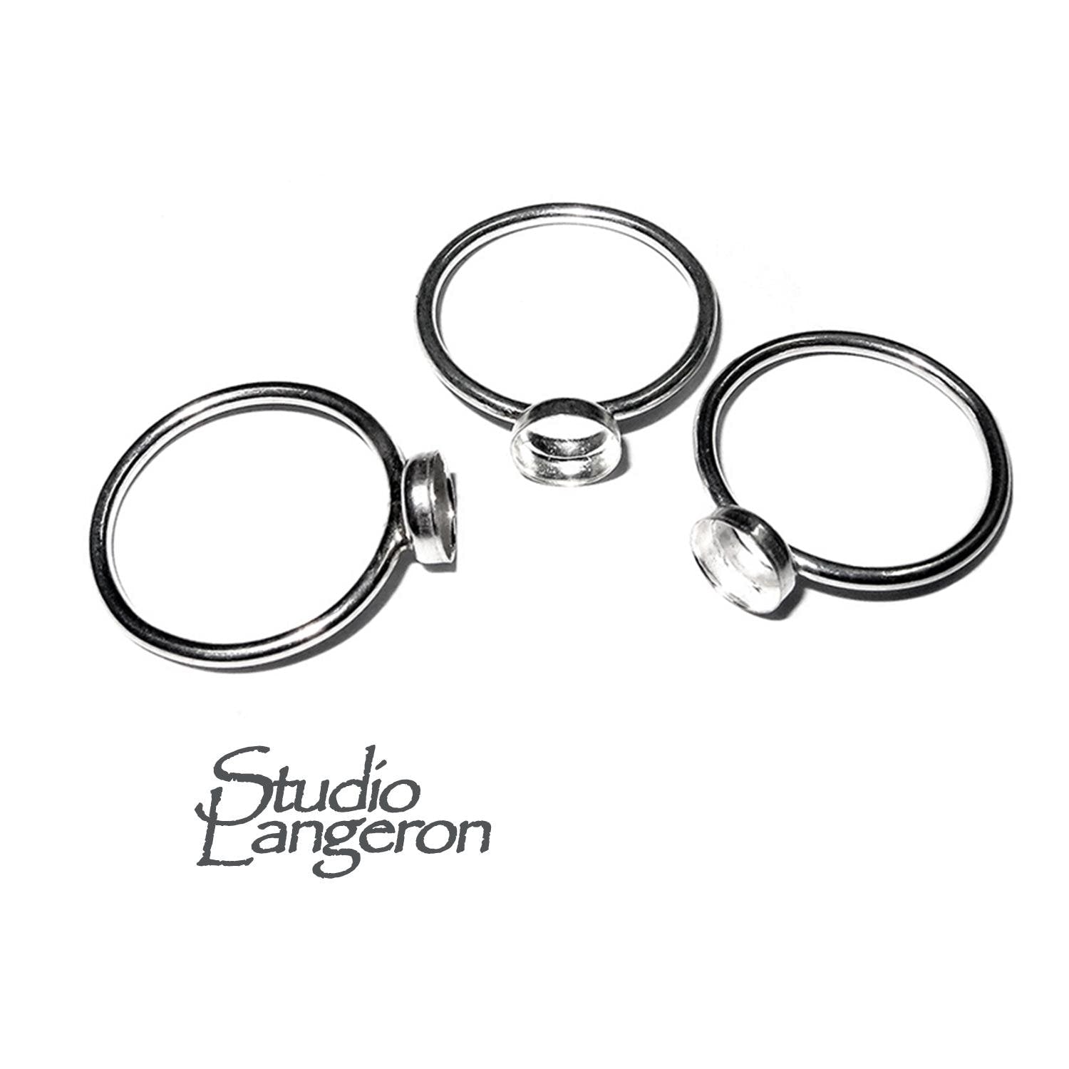 925 sterling silver blank ring with bezel cup 5mm size 4, 5, 6, 7, 8, 9, 10, 11, silver ring, bezel cup, base ring, Jewelry making - 1 piece