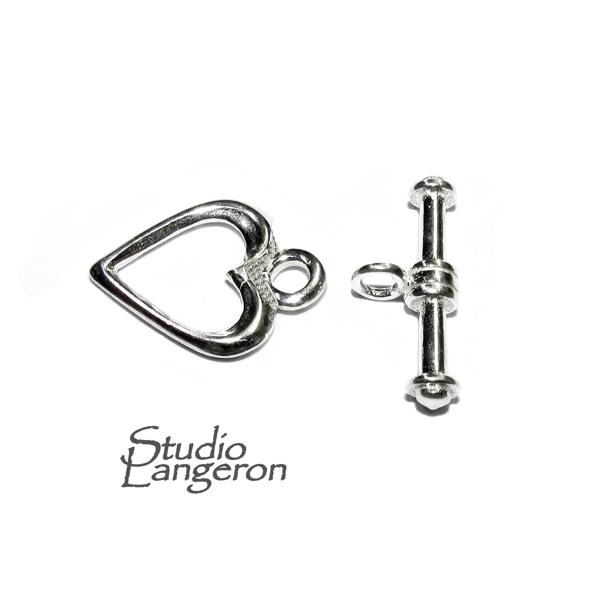 925 Sterling Silver Heart Toggle Clasp size 12 mm, Toggle heart clasp, Clasp, Sterling silver, Jewelry making, Silver clasp - 1 piece