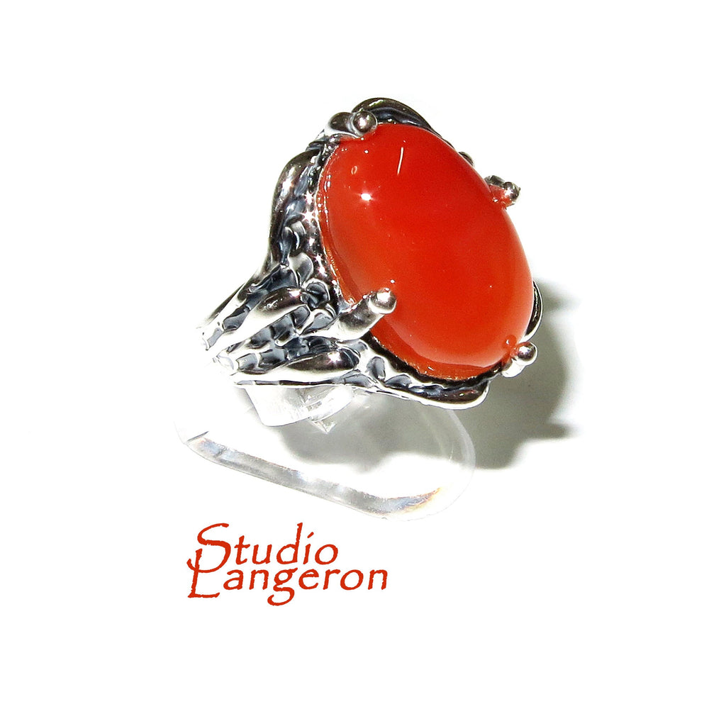 Statement Natural opal ring 925 sterling silver size 7, Handmade ring, single copy, silver, Orange opal, silver ring, Statement ring