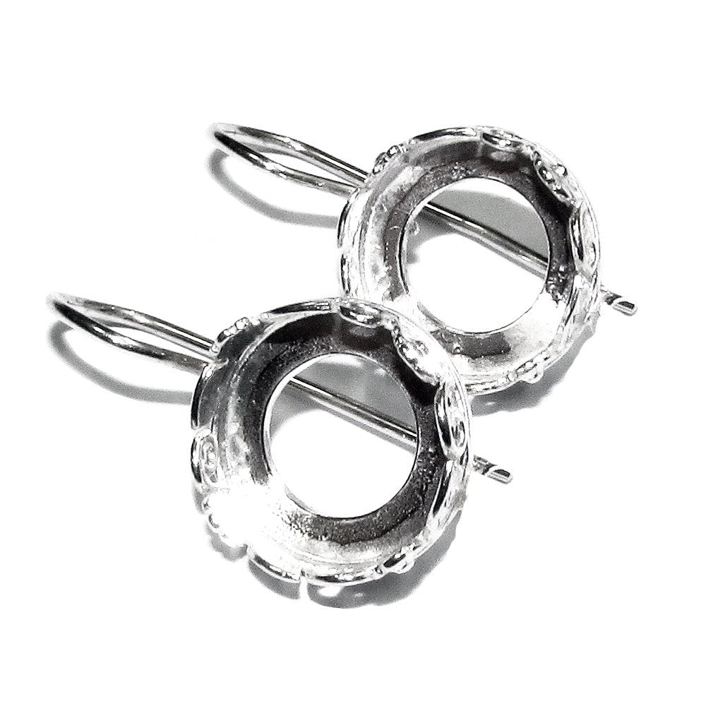 12 mm 925 sterling silver blank earrings with bezel cup, Jewelry making, Setting, bezel cup, base earrings, 925 Silver - 1 pair (2 pieces)
