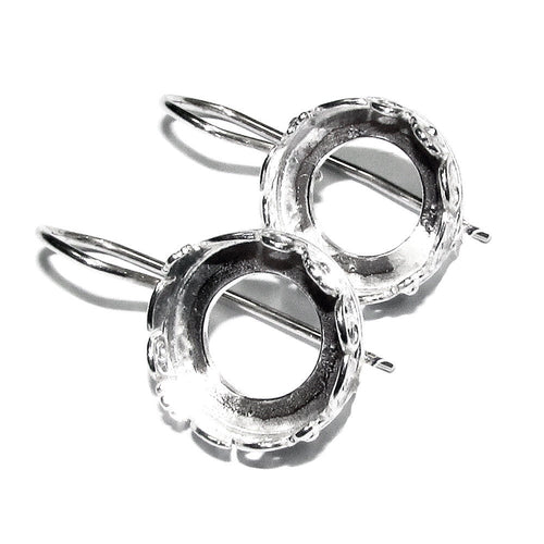 12 mm 925 sterling silver blank earrings with bezel cup, Jewelry making, Setting, bezel cup, base earrings, 925 Silver - 1 pair (2 pieces)