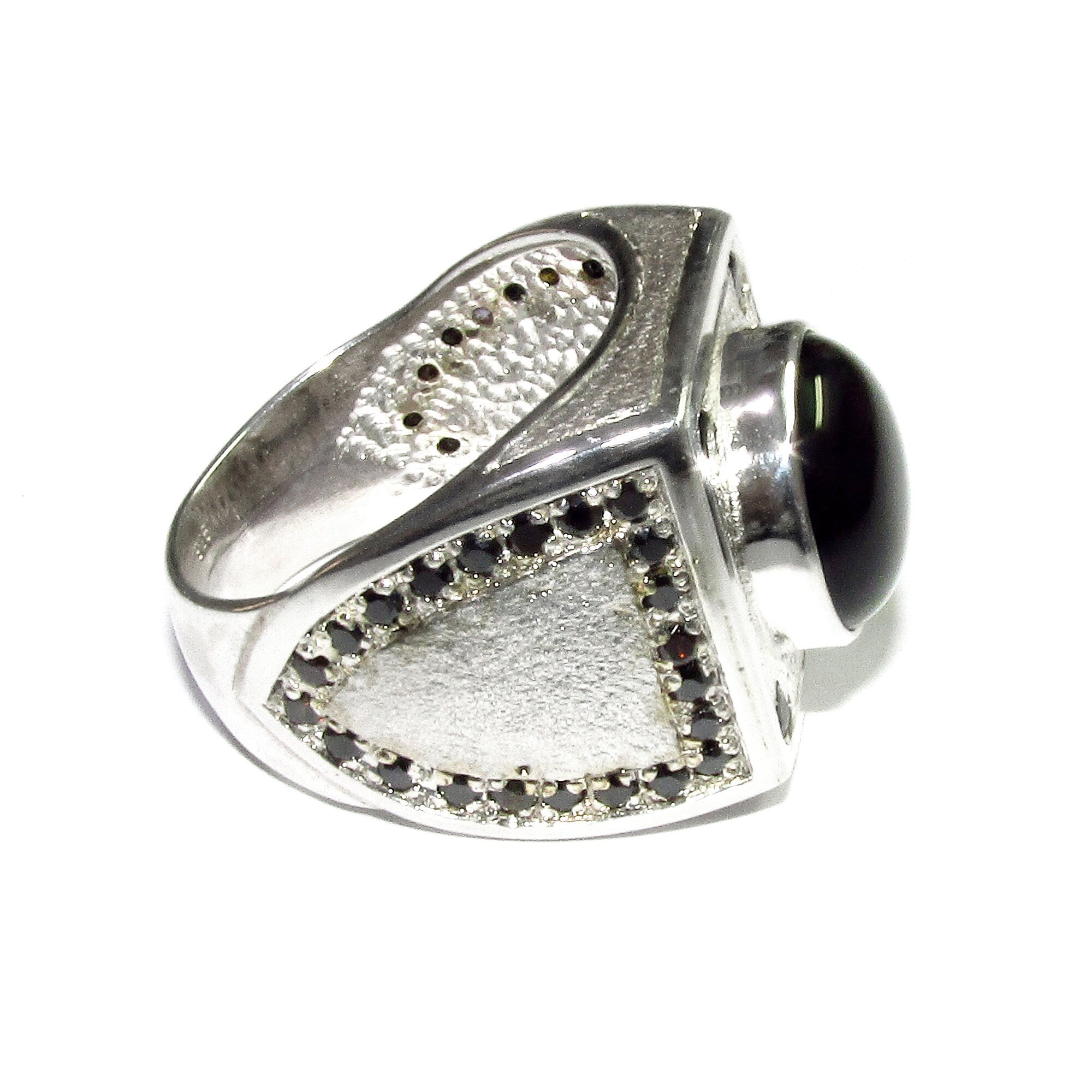 Black onyx ring 925 sterling silver size 10, Handmade ring, single copy, 925 sterling silver, Black onyx, silver ring, gemstone - 1 piece