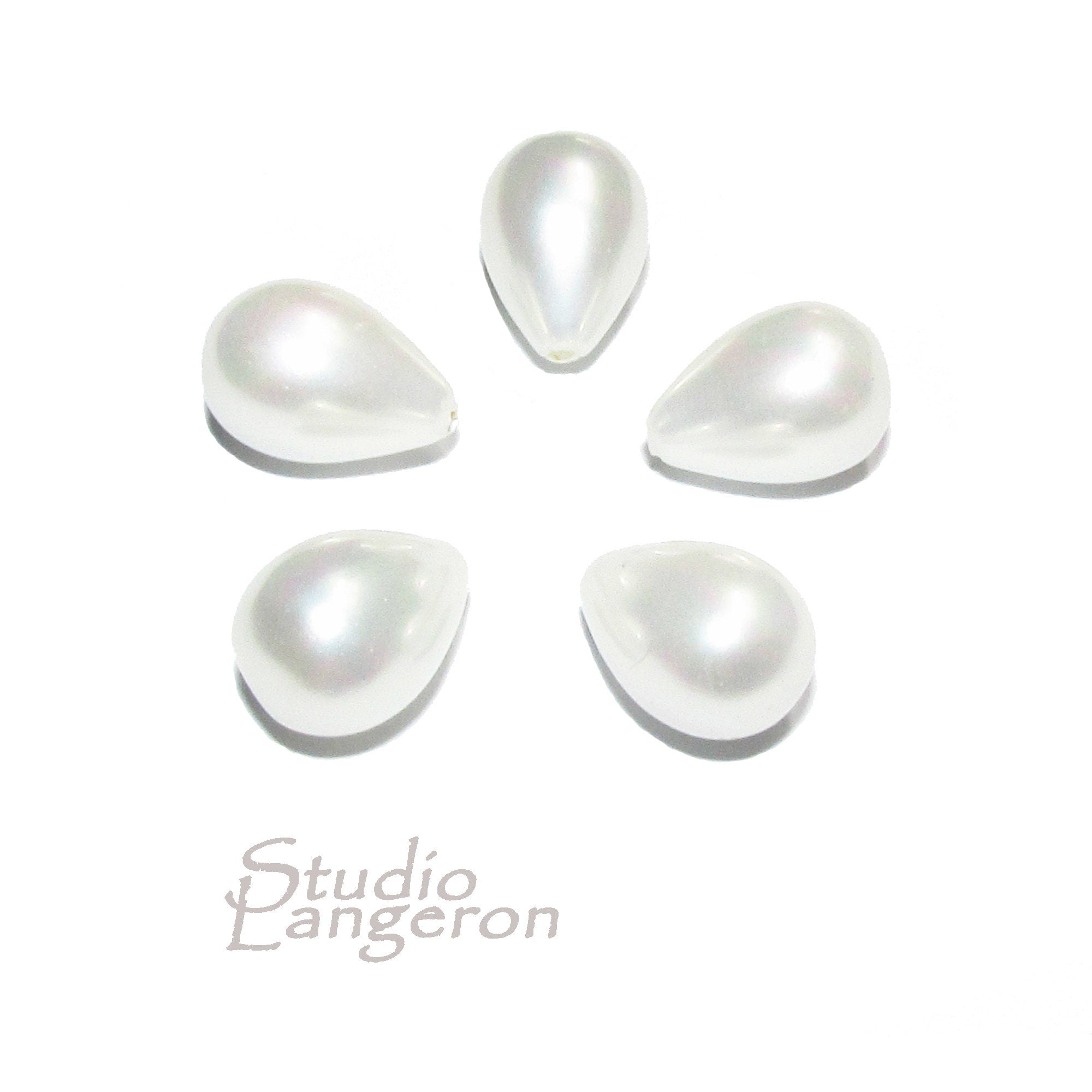 Natural Sea shell pearl Teardrop half drilled Beads size 11x7 mm, Natural shell pearl Matching Half Drilled Beads, Jewelry making - 1 piece