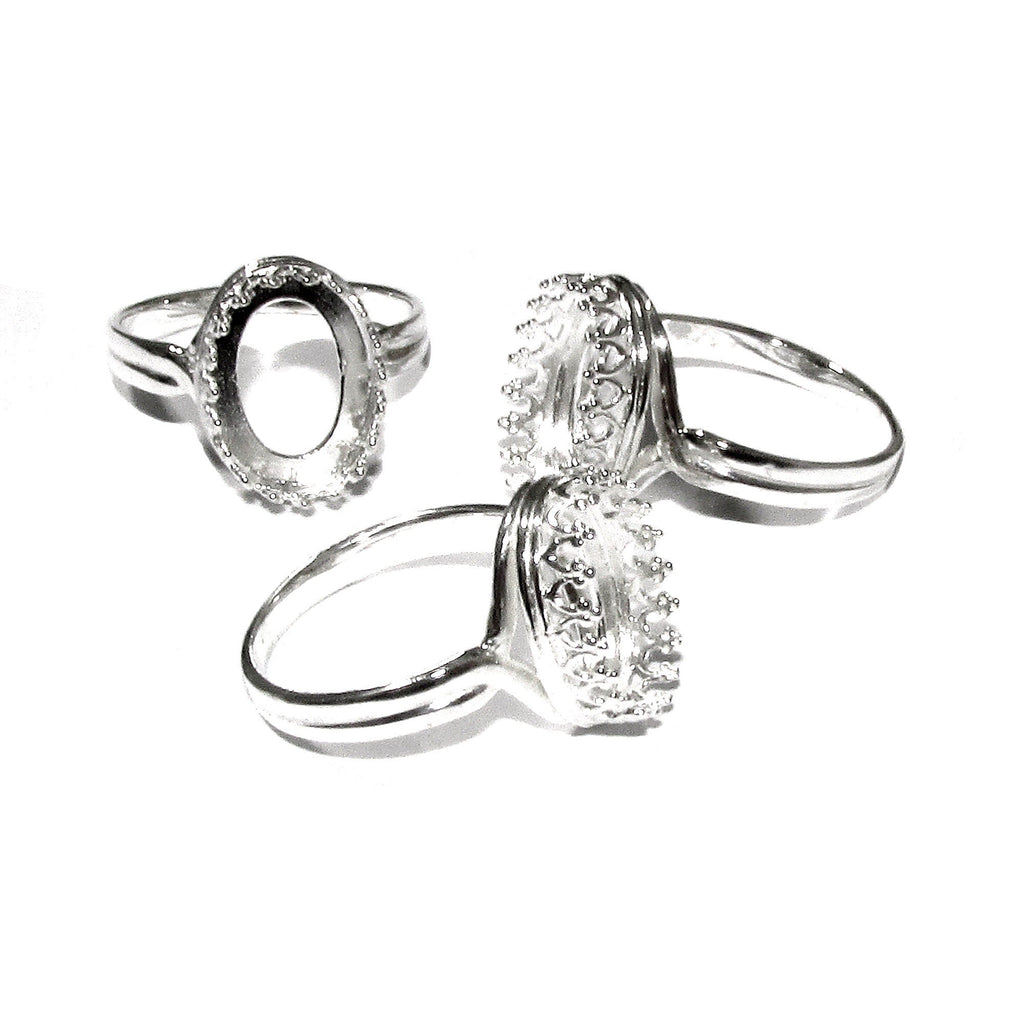 10x14 mm 925 sterling silver blank ring with bezel cup size 5, 6, 7, 8, silver ring, bezel cup, silver, base ring, Jewelry making - 1 piece